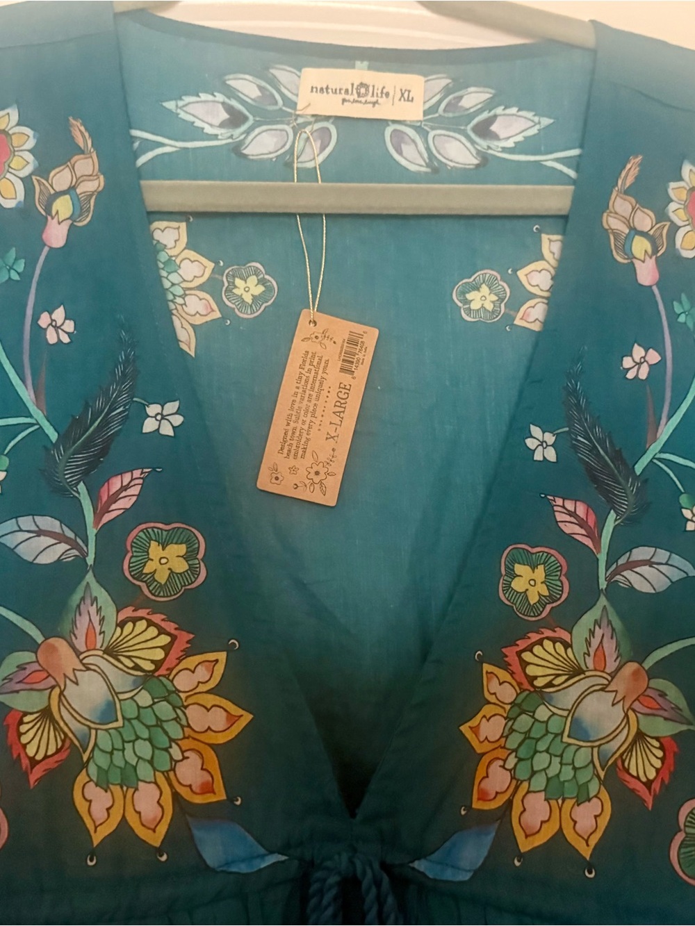 NATURAL LIFE Teal Floral Embroidered Maxi Dress - Picture 3 of 11